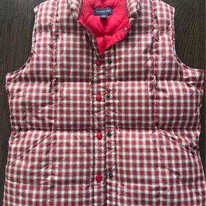 Lands' End Red and White Plaid Puffer Vest